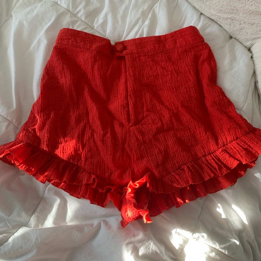 RED HIGH WAISTED SHORTS